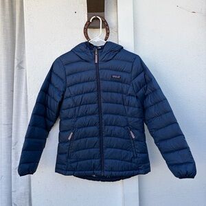 Girls Patagonia Reversible Down Sweater Hoodie Jacket (Size - 14)